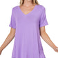 Luxe Rayon Short Sleeve V Neck Hi Low Hem Top