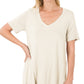 Luxe Rayon Short Sleeve V Neck Hi Low Hem Top