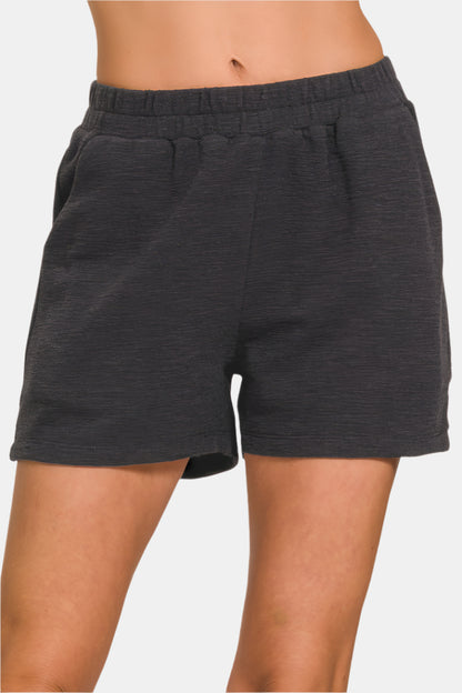 Cotton Slub Short Pants / BLACK