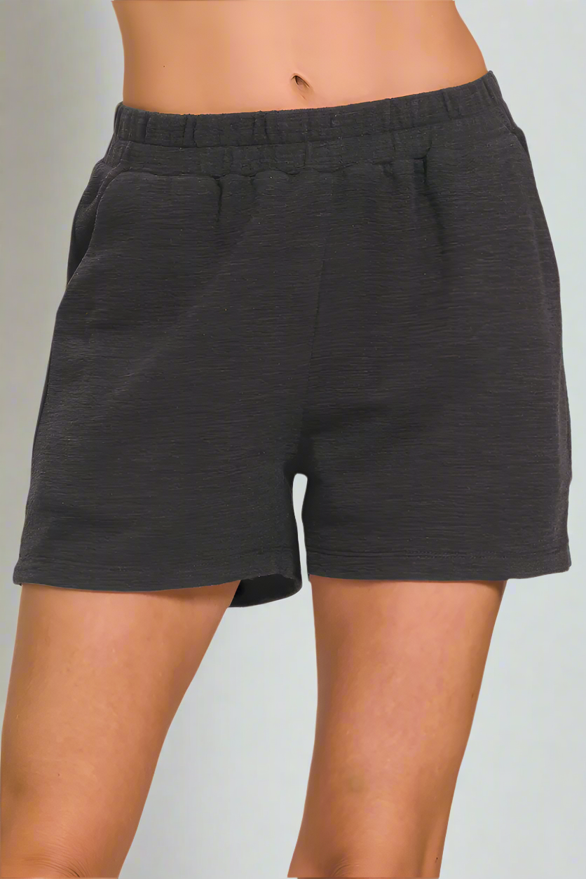 Cotton Slub Short Pants / BLACK
