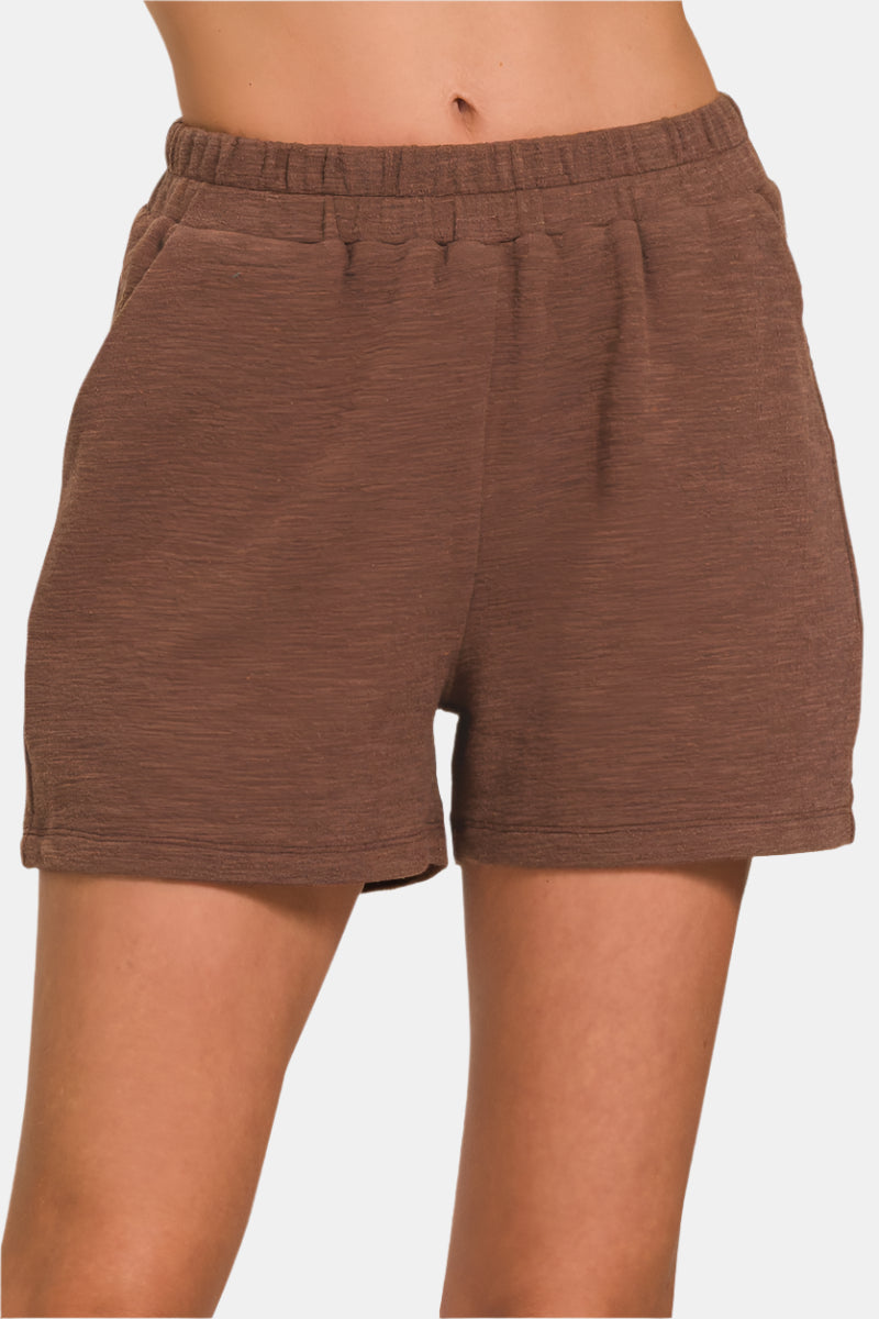 Cotton Slub Short Pants / BROWN