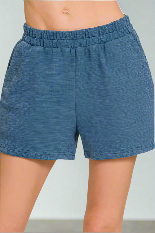 Cotton Slub Short Pants / DUSTY BLUE