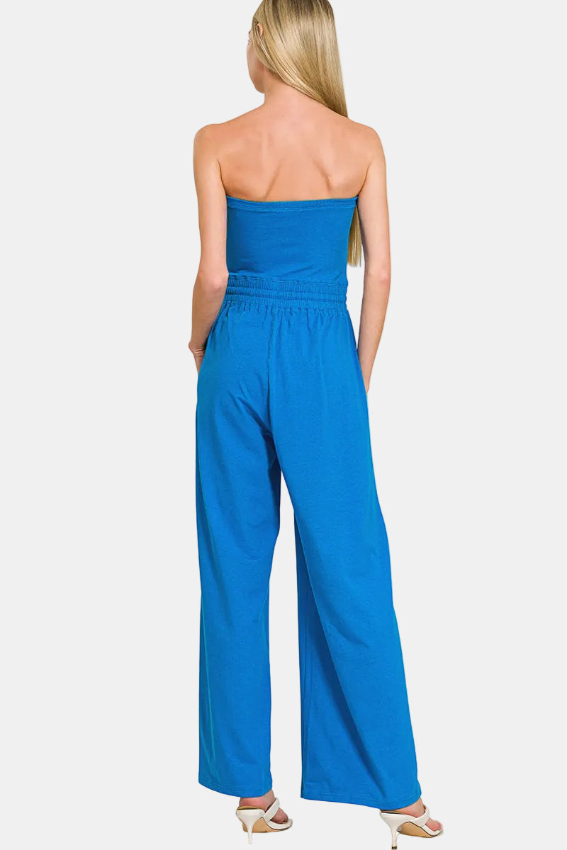 Tube Top Jumpsuit / BLACK