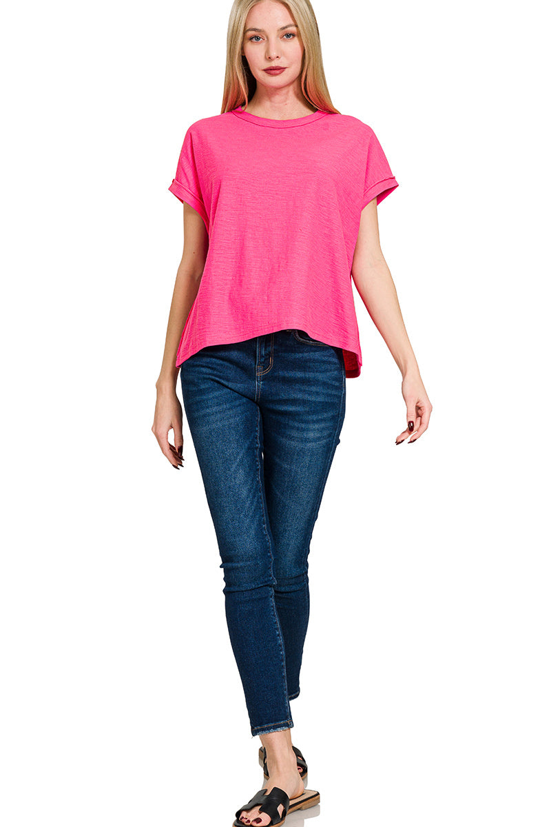 Cotton Slub Round Neck Short Sleeve Tee / CLASSIC BLUE