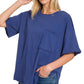 FINAL SALE - Raw Edge Hi Low Hem Box Top - Size XL