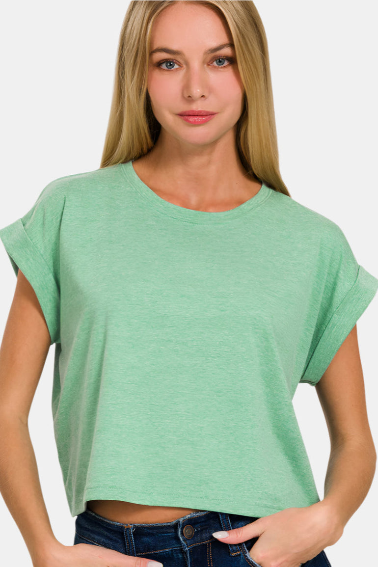 Cotton Folded Sleeve Top / H K GREEN