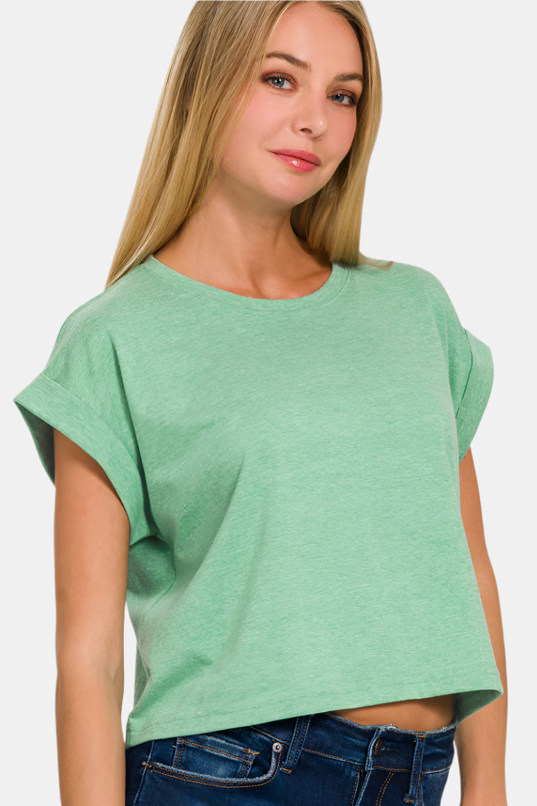 Cotton Folded Sleeve Top / H K GREEN