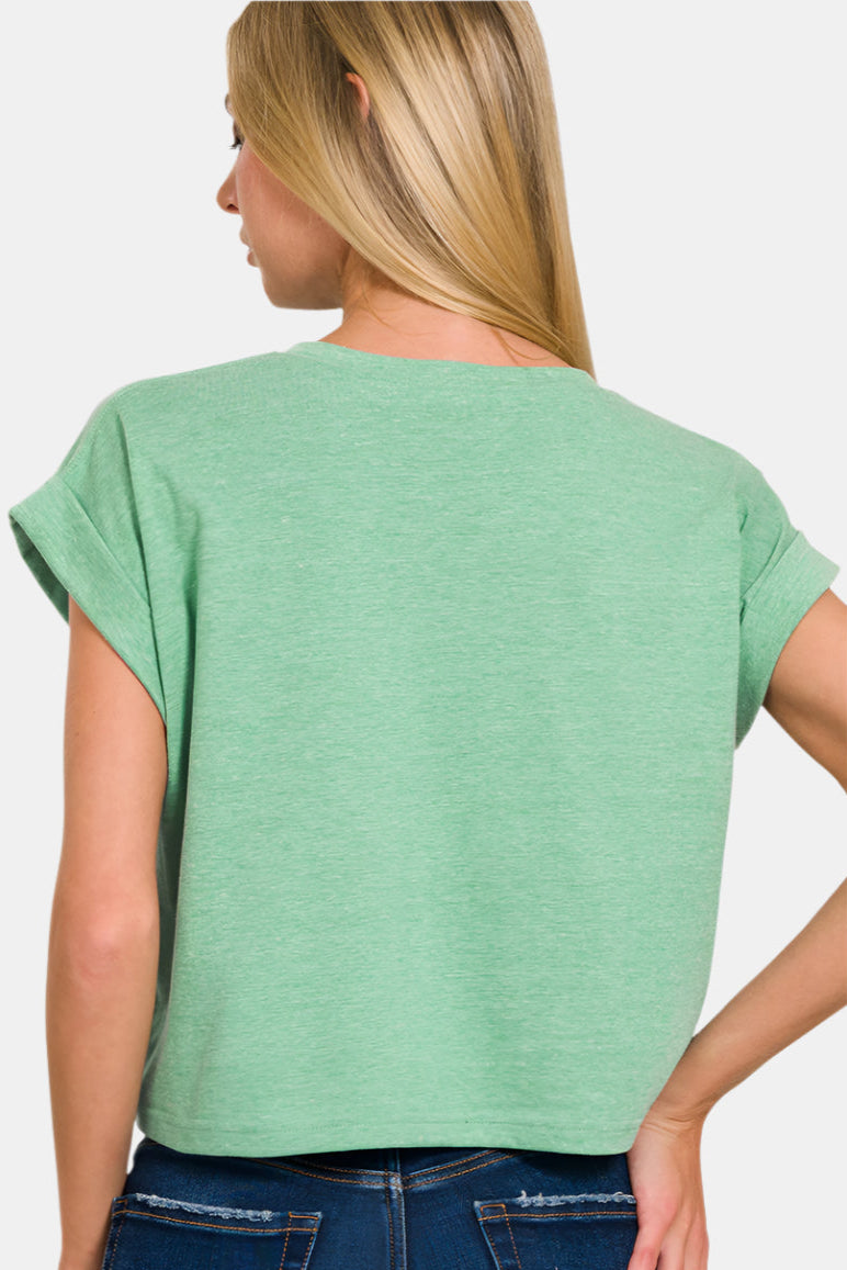 Cotton Folded Sleeve Top / H K GREEN