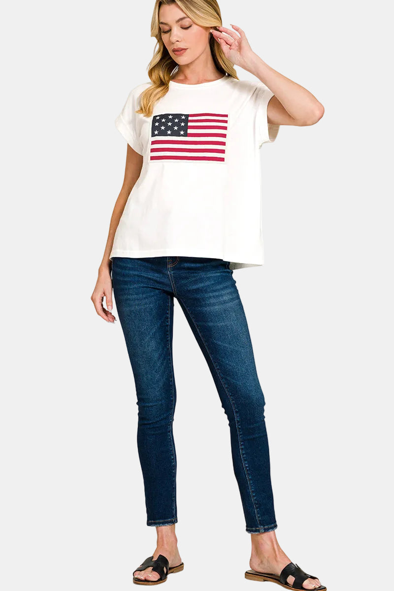 American Flag Tee / SAND BEIGE