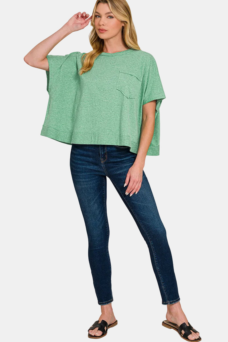 Exposed Seam Boxy Top / SKY BLUE