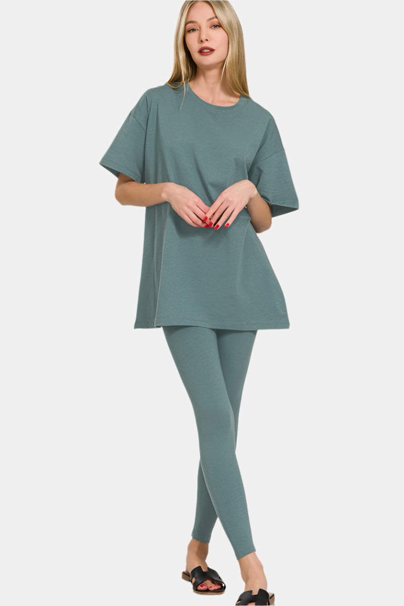 Cotton Round Neck Top & Legging Set / ASH JADE