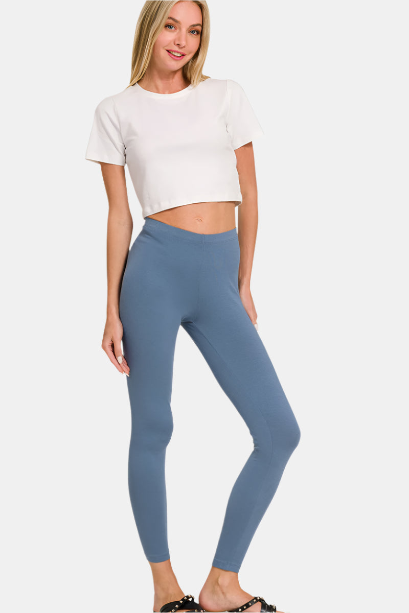 Cotton Round Neck Top & Legging Set / BLACK