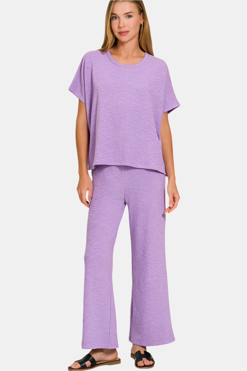 Cotton Slub Top & Pants Set / LAVENDER