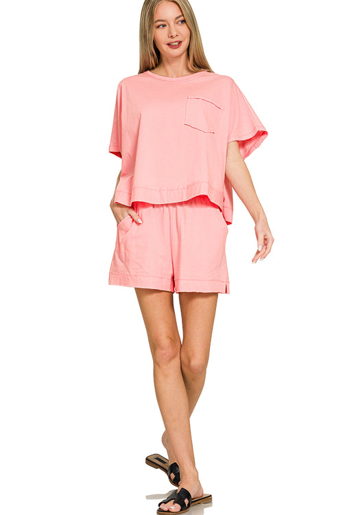 Exposed Seam Boxy Top & Shorts Set / ASH MOCHA