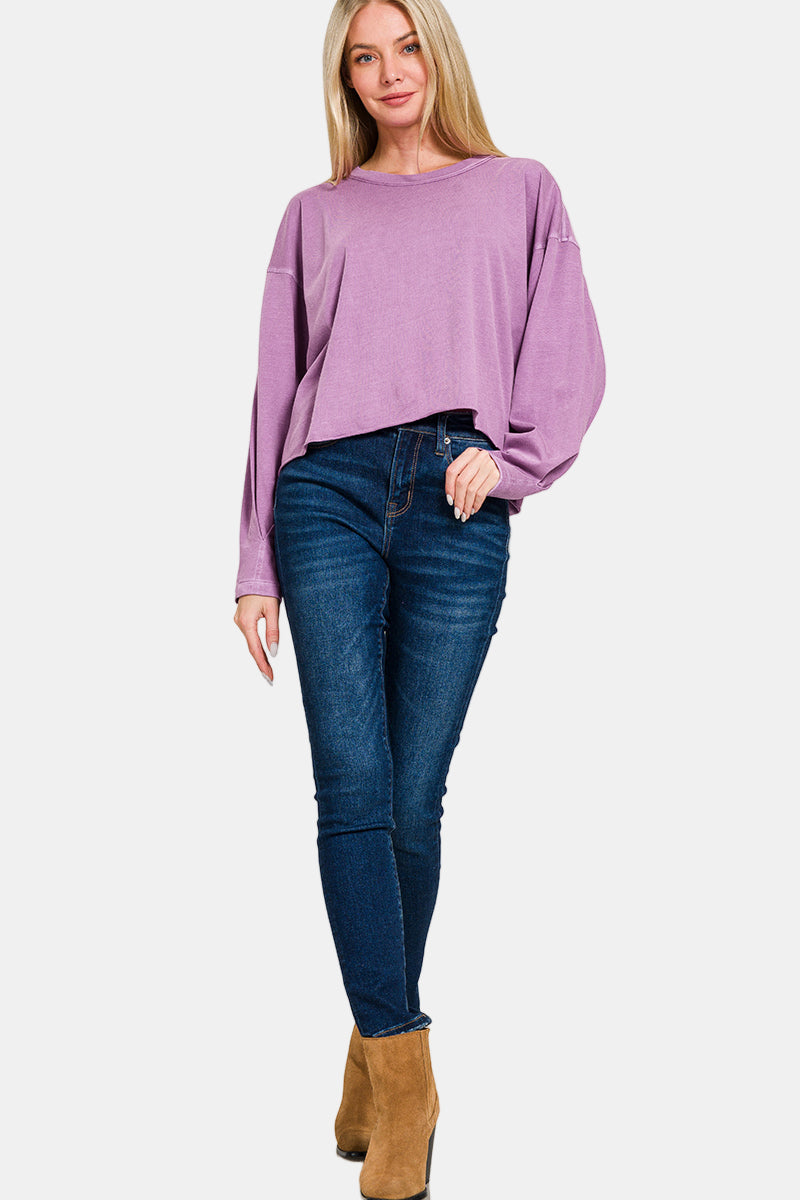 Pigment Dye & Enzyme Washing Oversized Round Neck Tee / RUBY