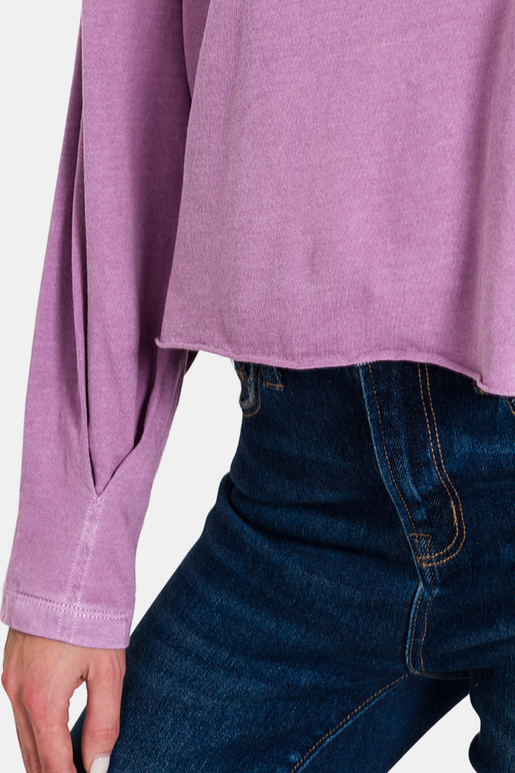 Pigment Dye & Enzyme Washing Oversized Round Neck Tee / RUBY
