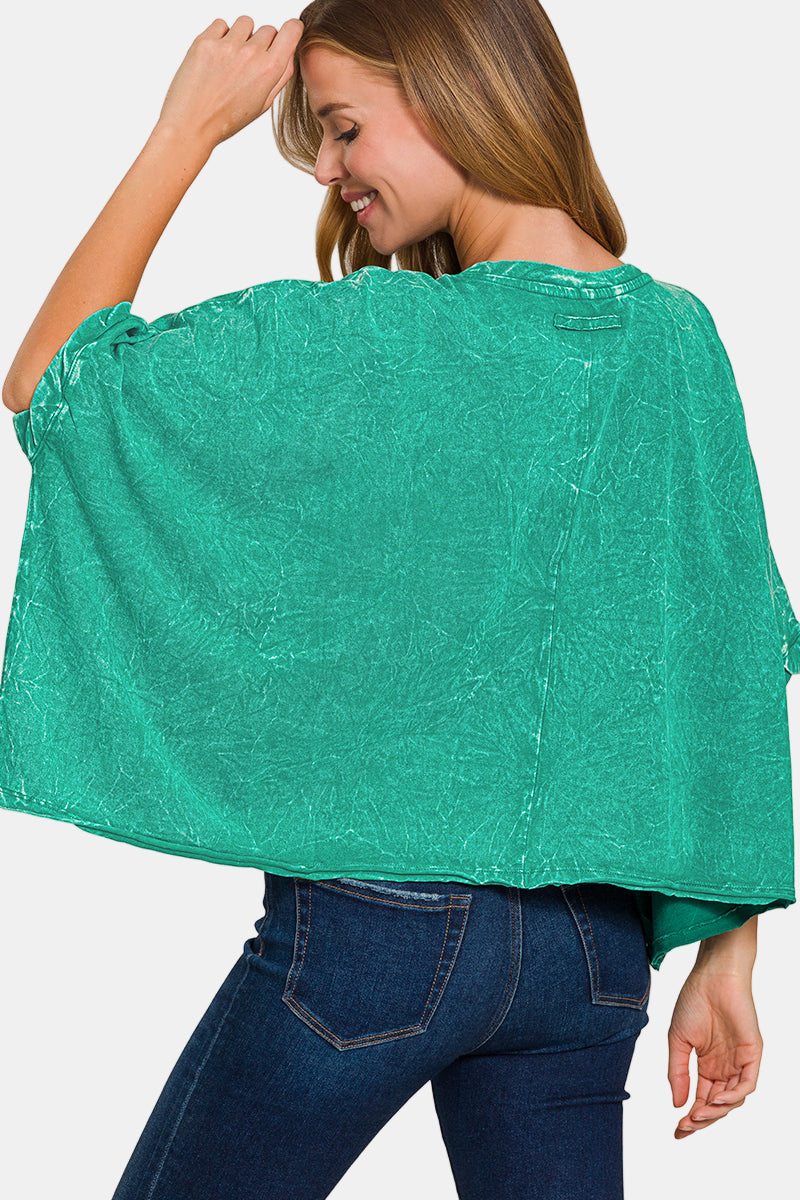 Premium Cotton Crinkle Wash Oversized Tee / TURQUOISE