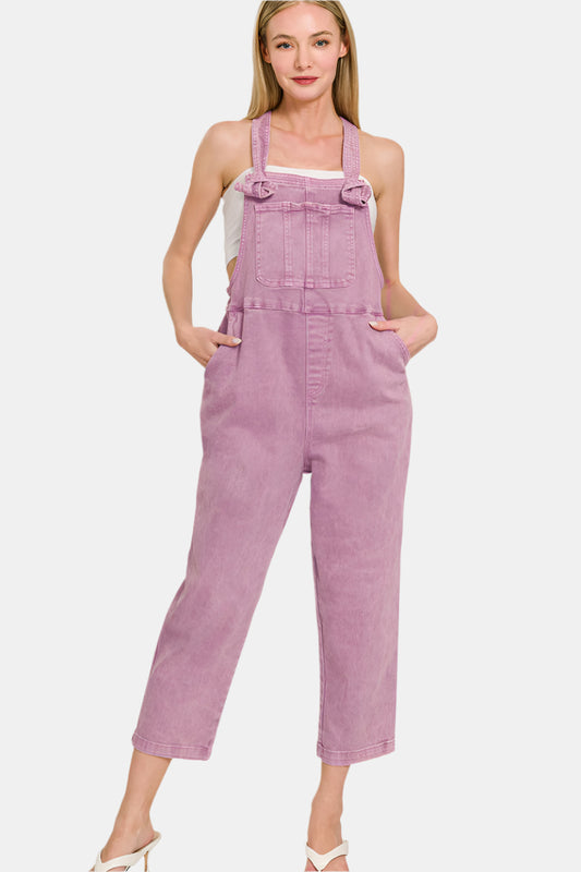 Washed Knot Strap Relaxed Fit Overalls / B VIOLET