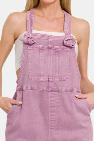 Washed Knot Strap Relaxed Fit Overalls / B VIOLET