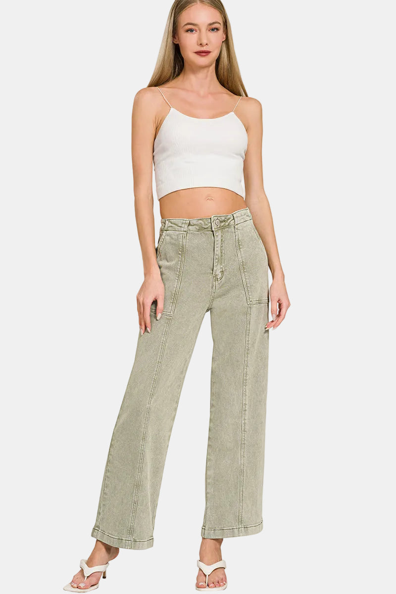 Straight Leg Utility Pocket Color Denim Pants / DEEP CAMEL