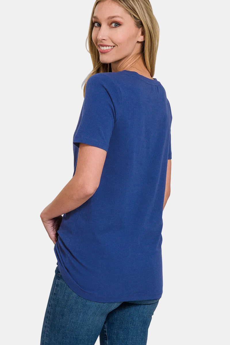 V-Neck Short Sleeve T-Shirt / BLACK