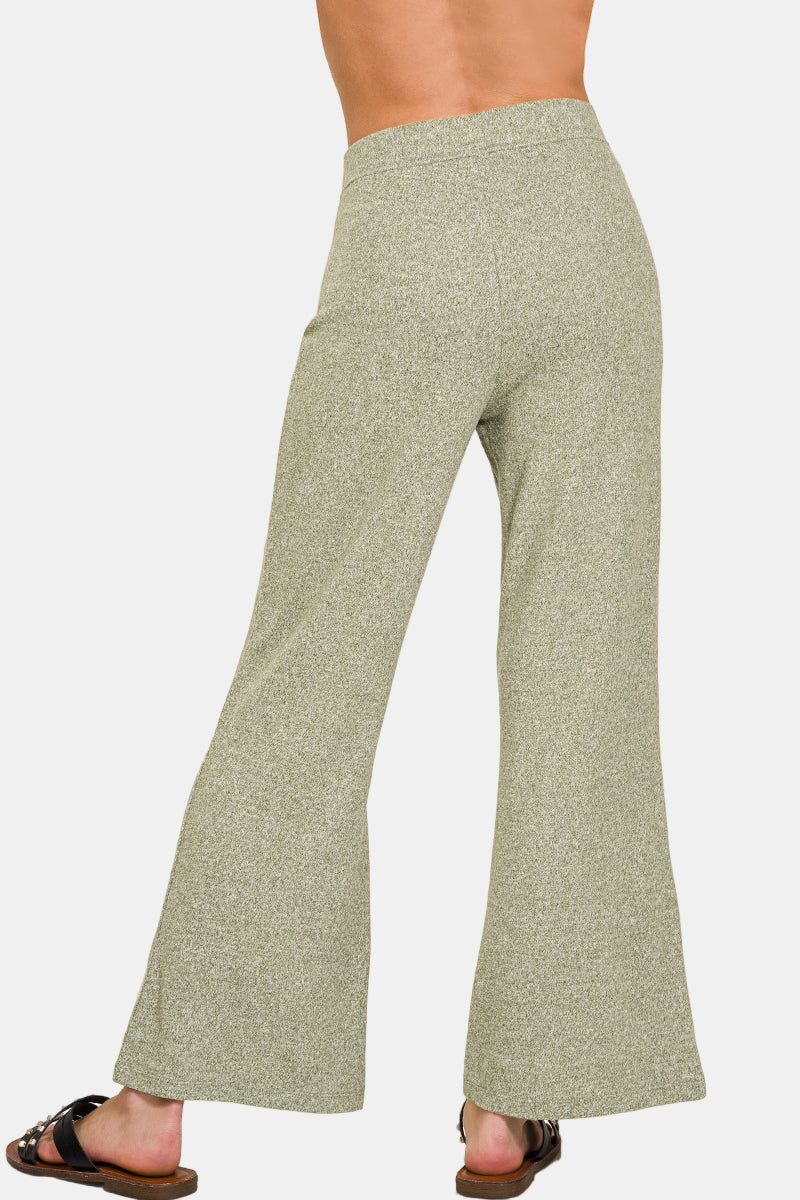 Soft Elastic Waisted Flare Pants / LT PLUM