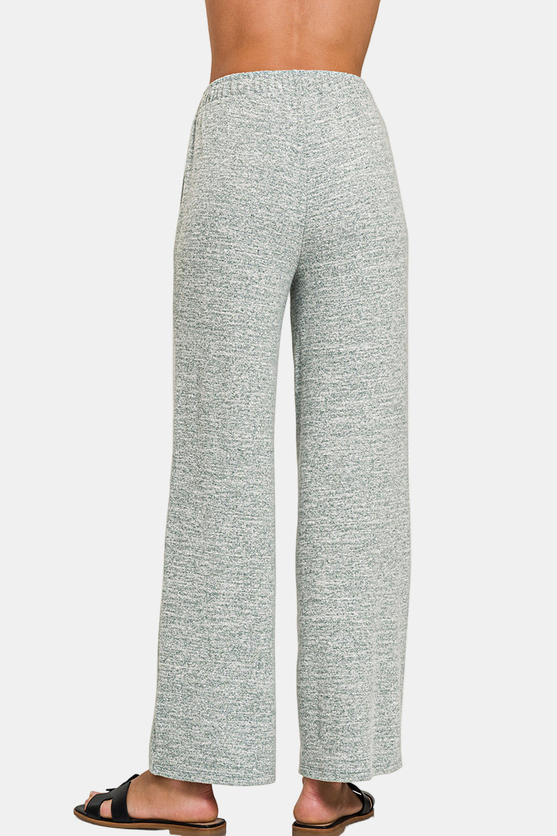 Soft Melange Hacci Elastic Waistband Lounge Pants / LT BLUE