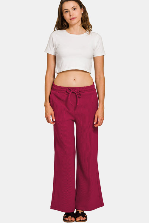 Ribbed Round Neck Pullover & Pants Set / BLUE GREY