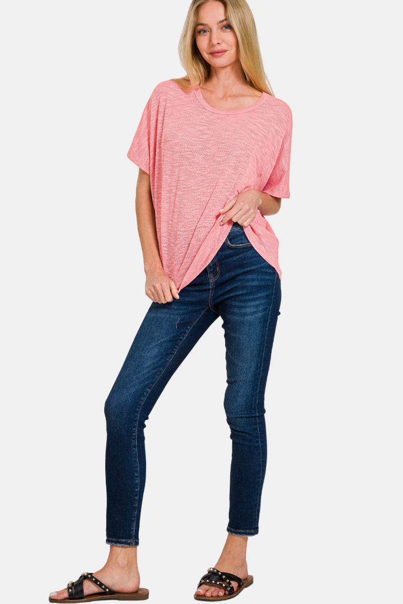 Oversized Slub Hacci Top With Pocket / MINT