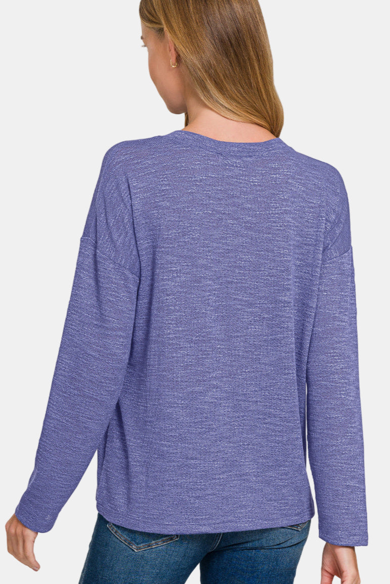 Slub Hacci Long Sleeve T-Shirt / RUBY
