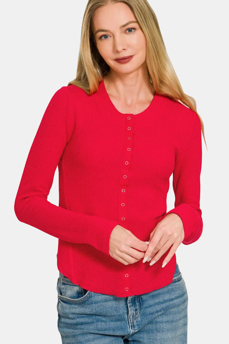 Double Knit Snap Button Shirt / RUBY