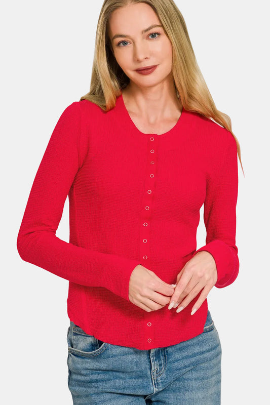 Double Knit Snap Button Shirt / RUBY