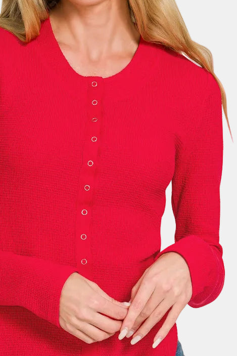 Double Knit Snap Button Shirt / RUBY