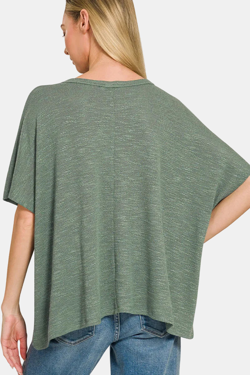 Oversized Slub Hacci Top / CORNFLOWER BLUE