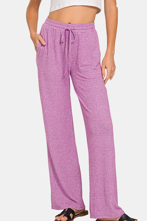 Soft Melange Long Sleeve Tee & Pants Set / BLACK