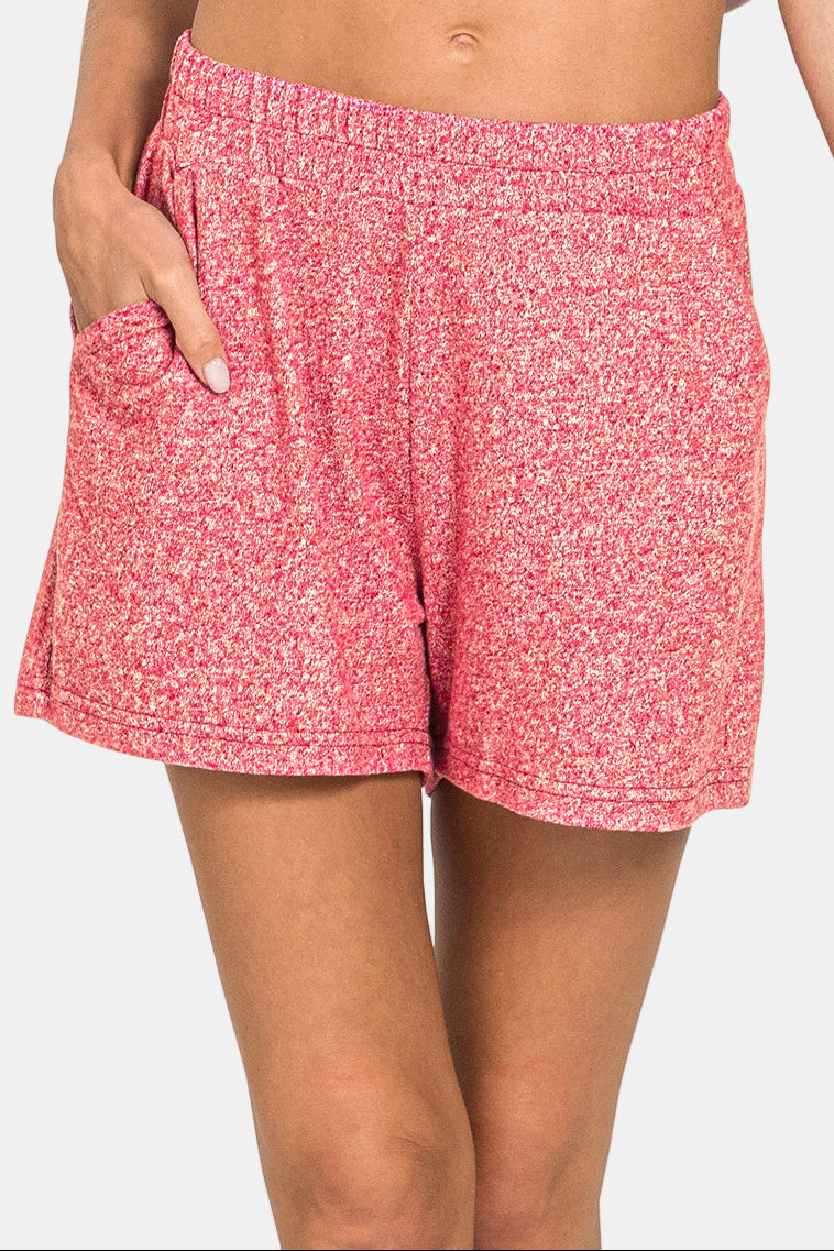 Soft Melange Long Sleeve Tee & Shorts Set / BLACK