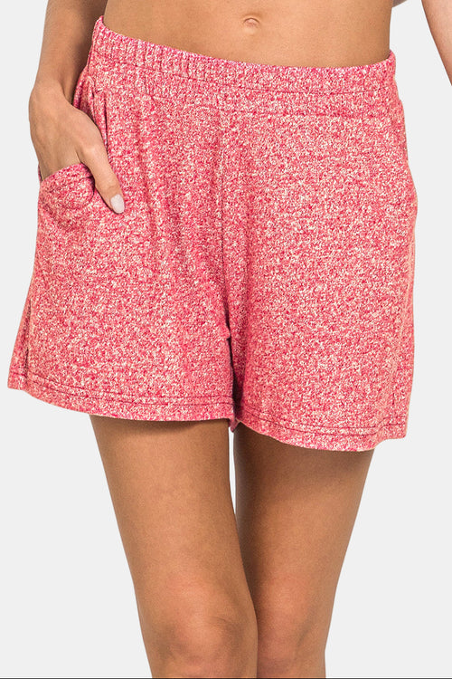 Soft Melange Long Sleeve Tee & Shorts Set / BLACK