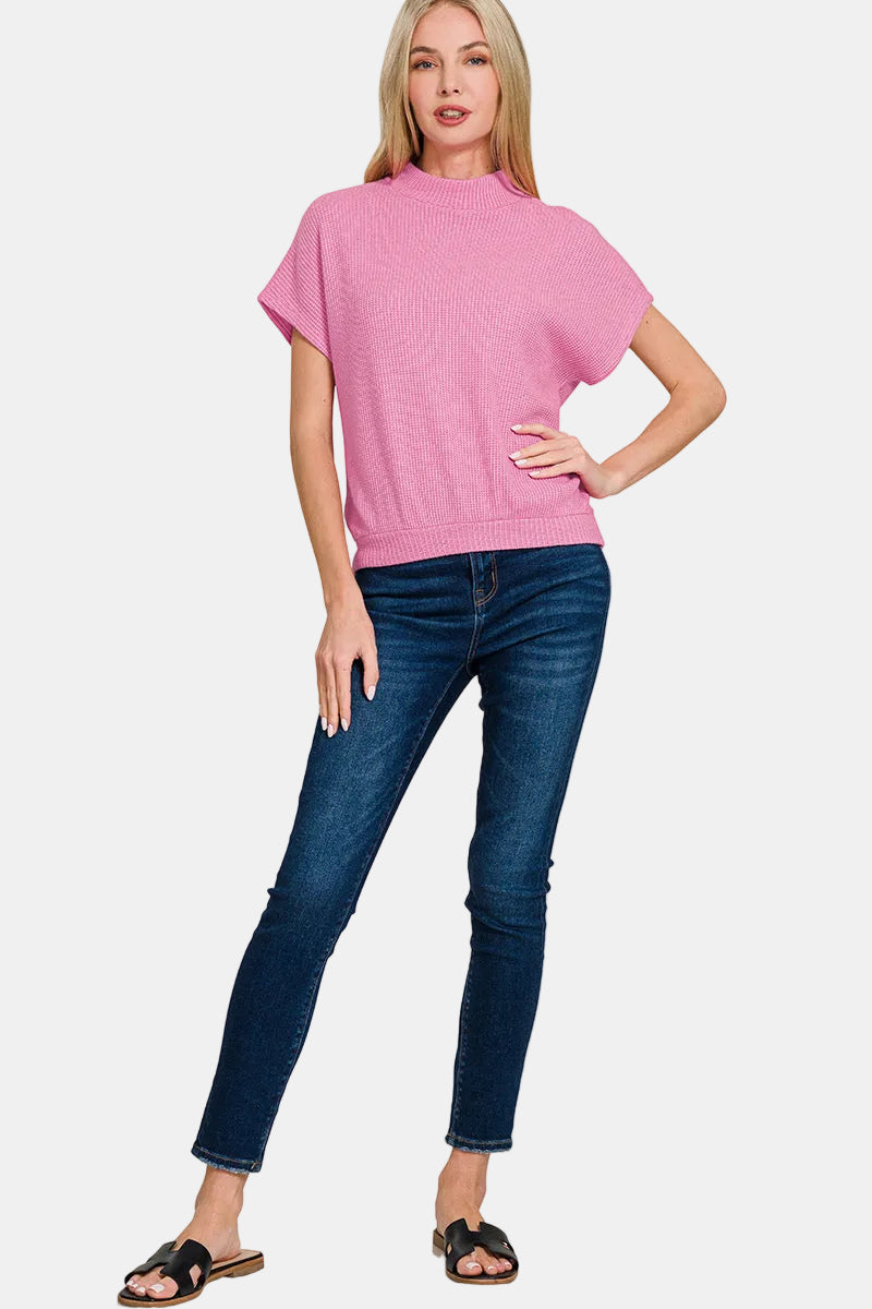 Mock Neck Banded Bottom Sweater / CREAM