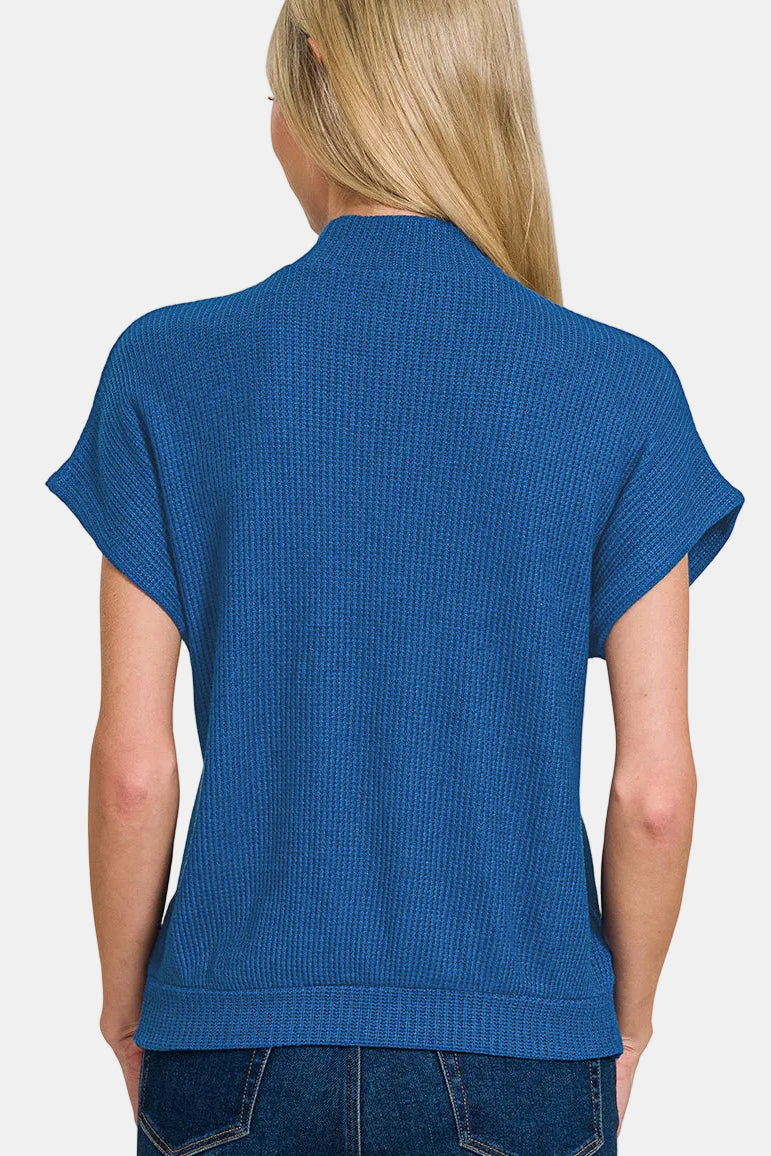 Mock Neck Banded Bottom Sweater / CREAM