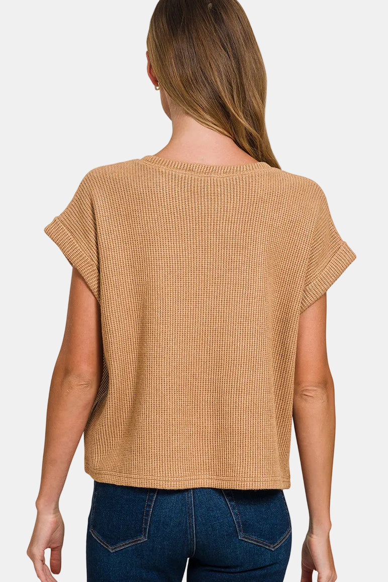 Short Sleeve Crew Neck Sweater / MAUVE