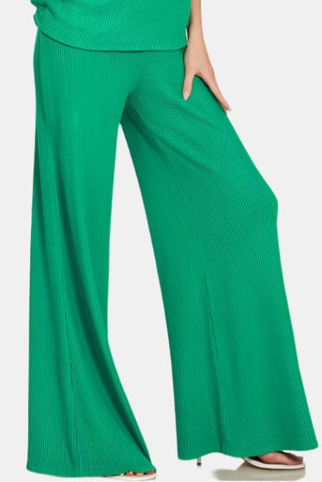 Sweater Mock Neck Top & Long Pants Set / K GREEN