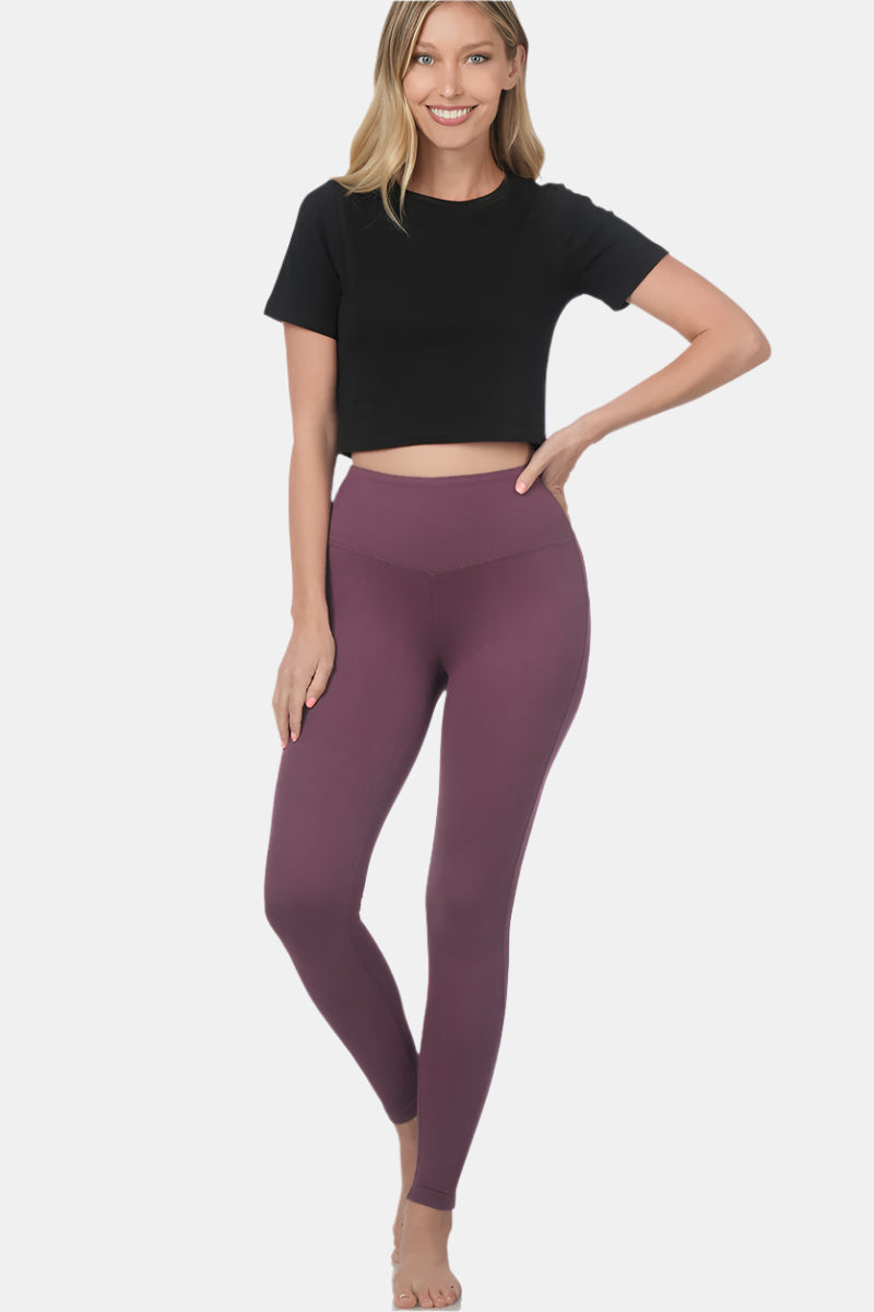 Brushed Microfiber Full Length Leggings / BLACK