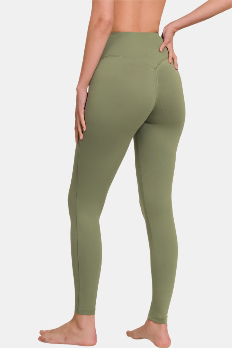 Brushed Microfiber Full Length Leggings / BLACK