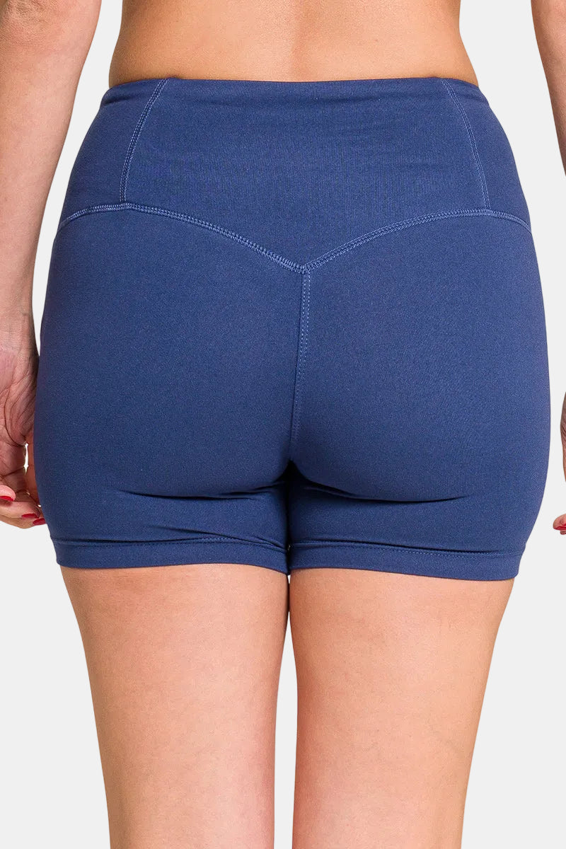 Brushed Microfiber Wide Waistband Biker Shorts / K GREEN