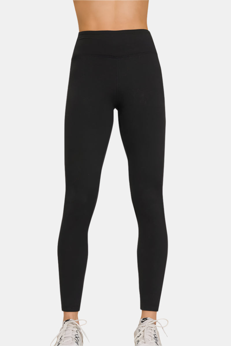 Microfiber Waistband Leggings / BLACK