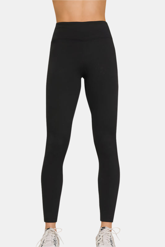 Microfiber Waistband Leggings / BLACK