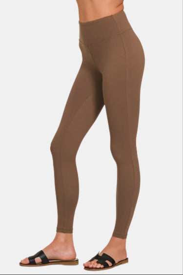 Microfiber Waistband Leggings / BROWN
