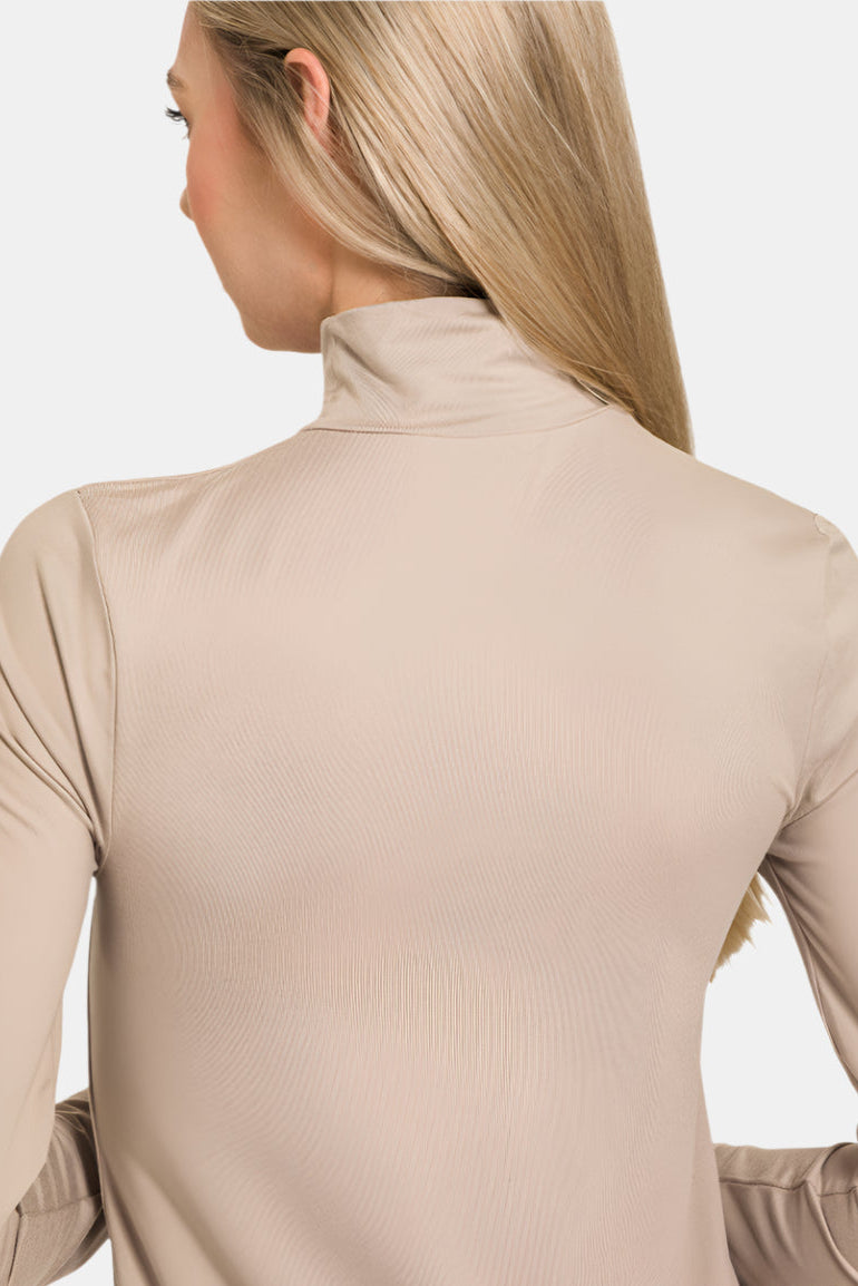 Premium Microfiber Mock Neck Top / BLACK
