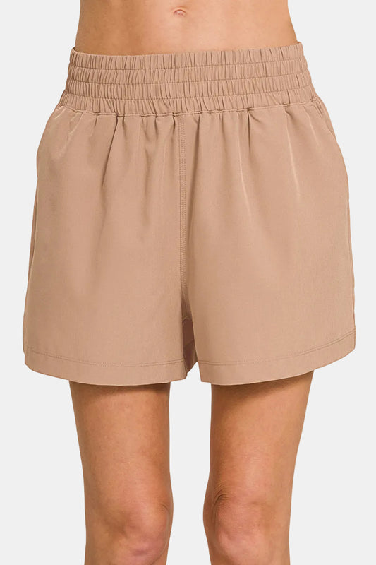 Soft Woven Lined Shorts With Pocket / COCOA
