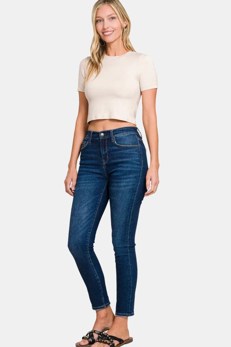 Seamless Cropped Short Sleeve T-Shirt / WHITE